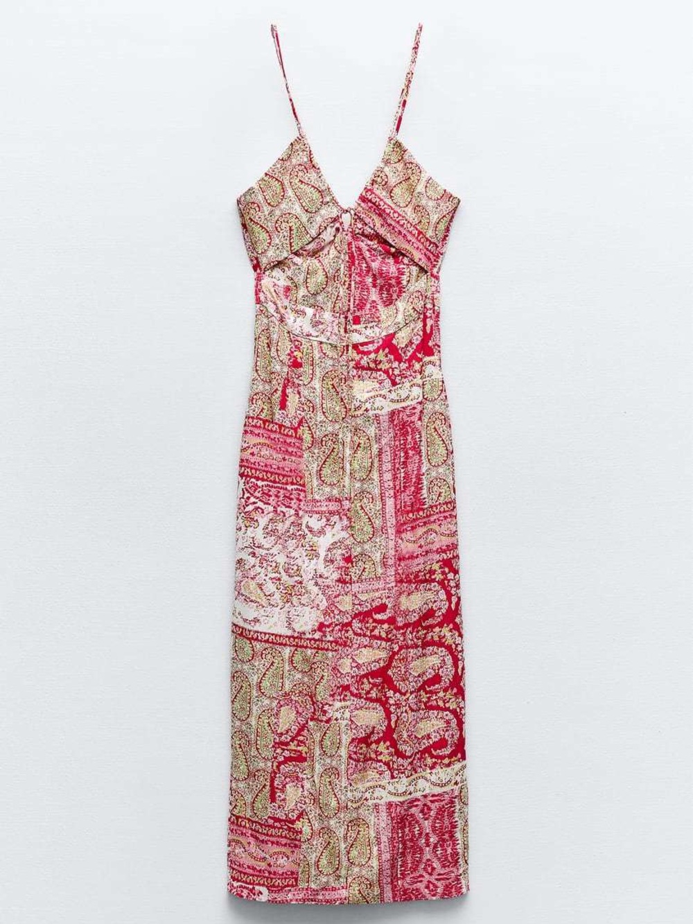 Zara Red Paisley Midi Dress NWT